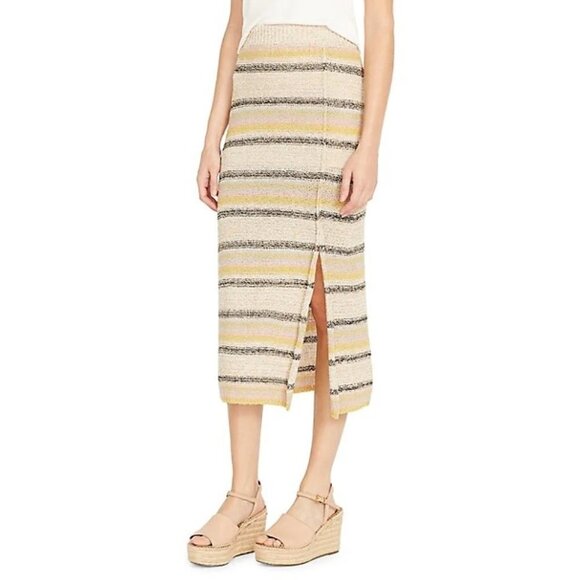NWT Buffalo David Bitton knit stripe midi skirt with slit, S - Picture 7 of 8